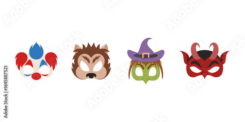 Halloween Printable Eye Masks for Kids | Halloween Party Costume Illustration