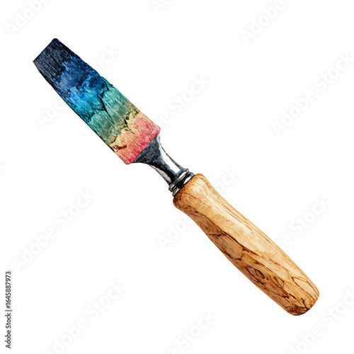 Chisel in watercolor style, vector illustration, isolated on white background.