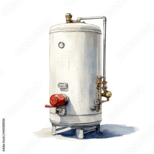 A watercolor painting of Water Heater, vector illustration on white background.