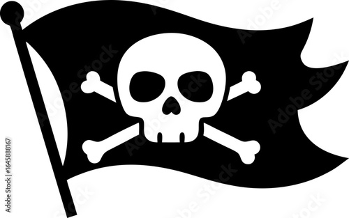 Jolly Roger Skull and Crossbones Flag Silhouette