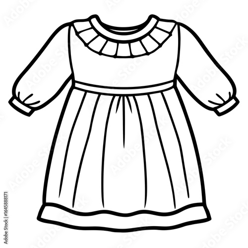 Cute Baby Gown Outline Vector