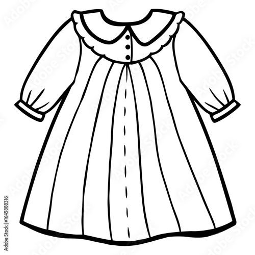 Cute Baby Gown Outline Vector