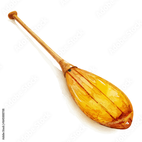 Canoe Paddle, watercolor painting, vector illustration, isolated on a white background.