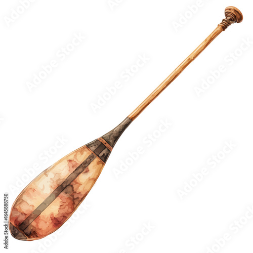 A watercolor painting of Canoe Paddle, vector illustration on white background.