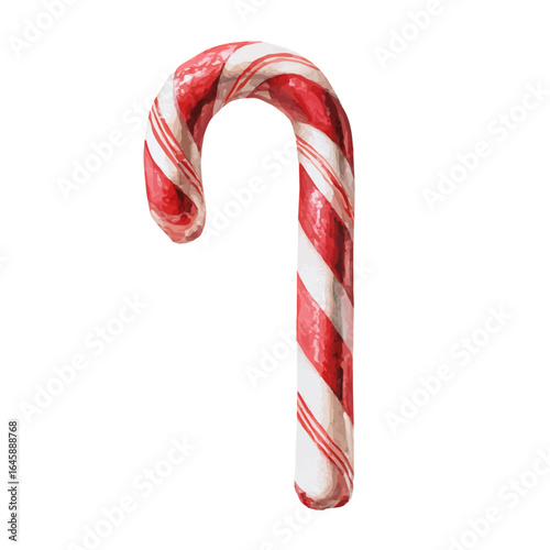 A watercolor painting of Christmas Candy Cane, vector illustration on white background.