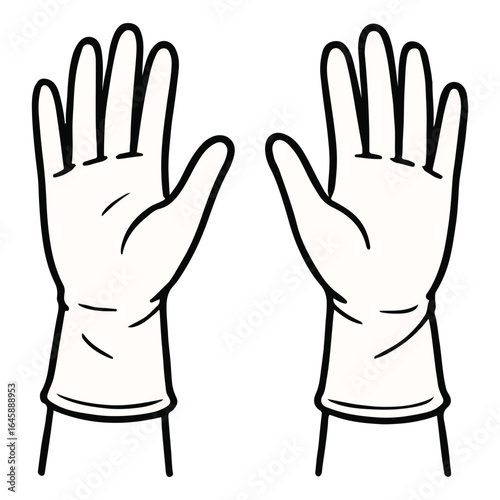 Pair of Clean White Cartoon Gloves for Medical or Safety Use Protection and Hygiene in Illustration Style Design