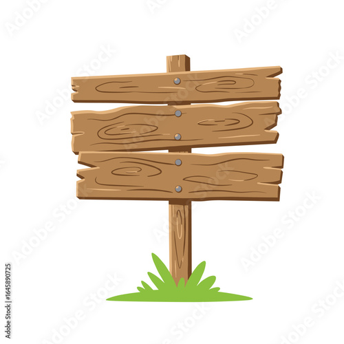 Wooden sign boards. Cartoon rustic wood banners, pathfinding plank billboards, wooden signs flat vector illustrations set. Wood signs collection