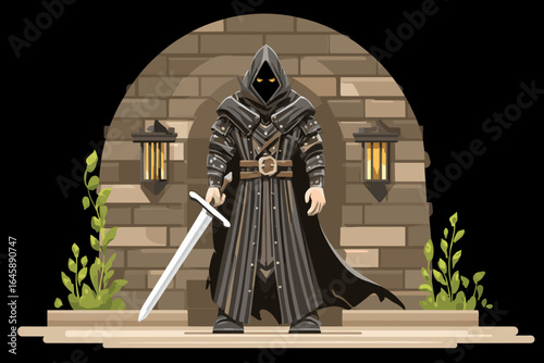 Mysterious Hooded Warrior in a Dark Fantasy Setting