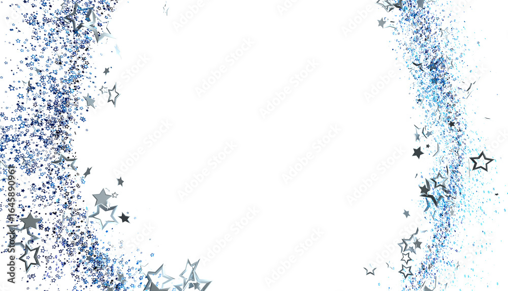 Obraz premium Sparkling blue and silver stars on white. Perfect for festive designs, cards, and invitations.
