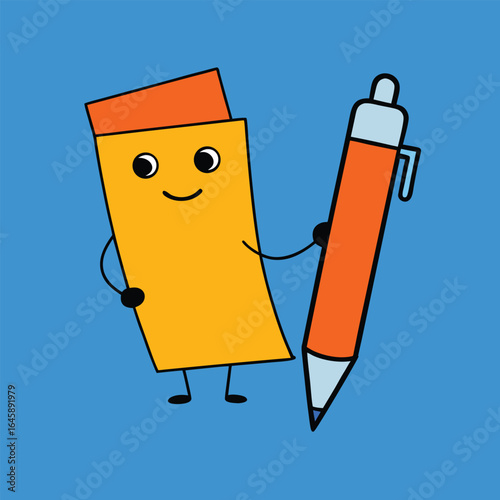 Pen on Paper Writing Vector, Office Pen and Sheet Illustration