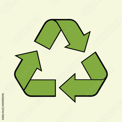 Green Recycling Symbol Vector, Recycle Arrows Illustration