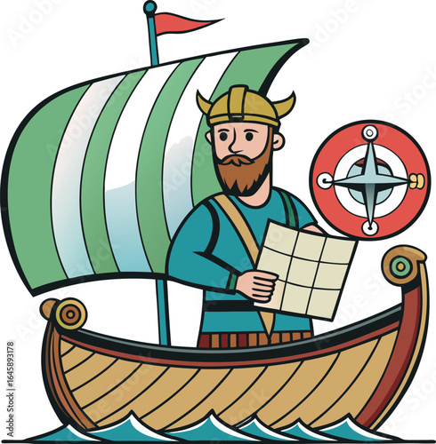 Viking Ship and Leif Erikson Illustration – Leif Erikson Day