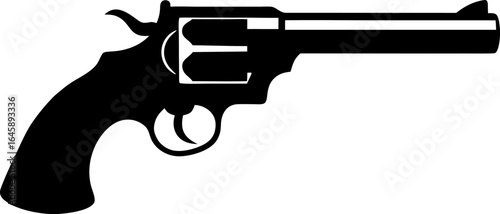 Revolver Pistol Silhouette Vector Black and White