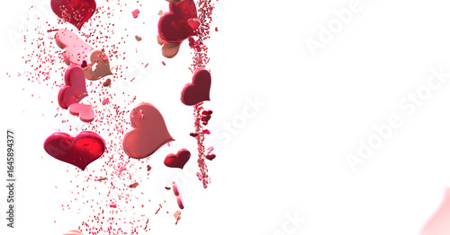 hearts on a transparent background. 3D rendering. for valentine's day and wedding. PNG Rain from hearts. in transparent PNG