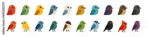 set of colorful birds avatar or flat icon vector illustration in AI , EPS , PNG  and JPG  Format 