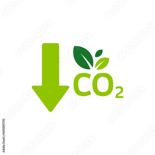 CO2 reduction icon for carbon emission footprint and neutral gas.