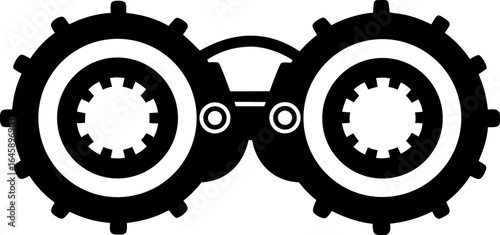 Steampunk Goggles with Gears Silhouette Vector Black