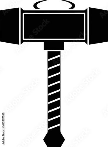 Thor's Hammer Mjolnir Silhouette Vector Black and White