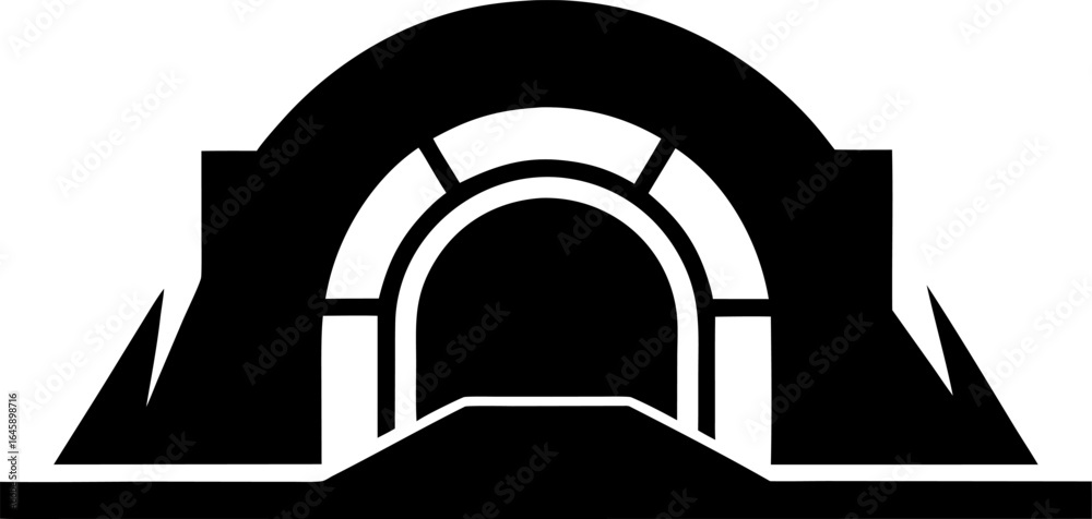 Fototapeta premium Underground Tunnel Entrance Icon Silhouette Vector