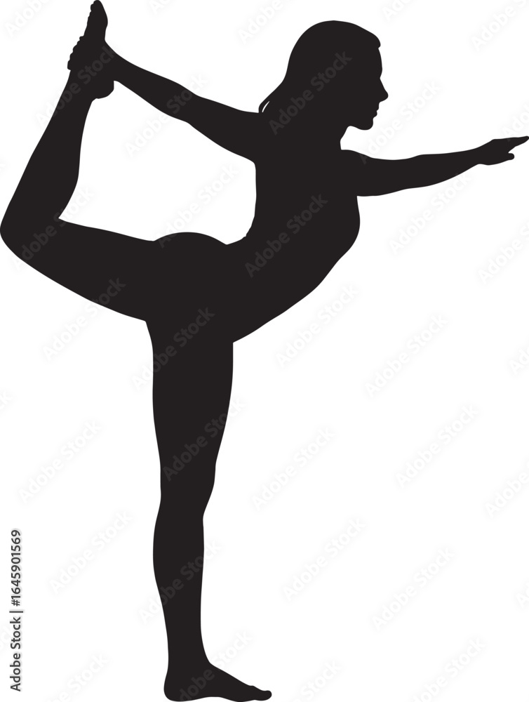 Fototapeta premium Woman Stretching in Yoga Bow Pose Silhouette