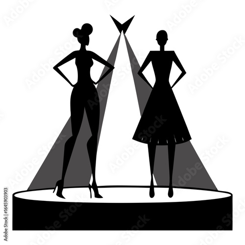 Silhouette vector illustration of girls' fashion show