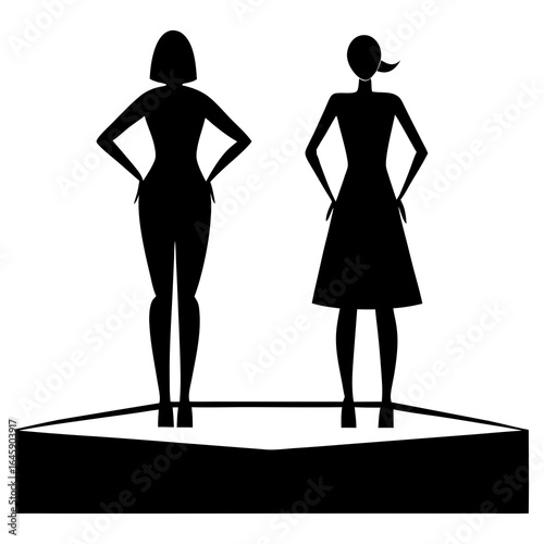 Silhouette vector illustration of girls' fashion show
