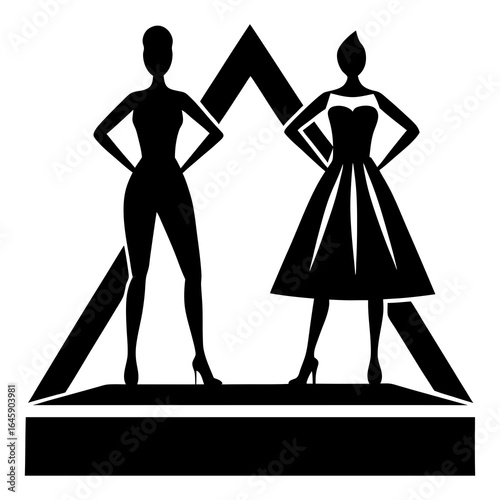 Silhouette vector illustration of girls' fashion show