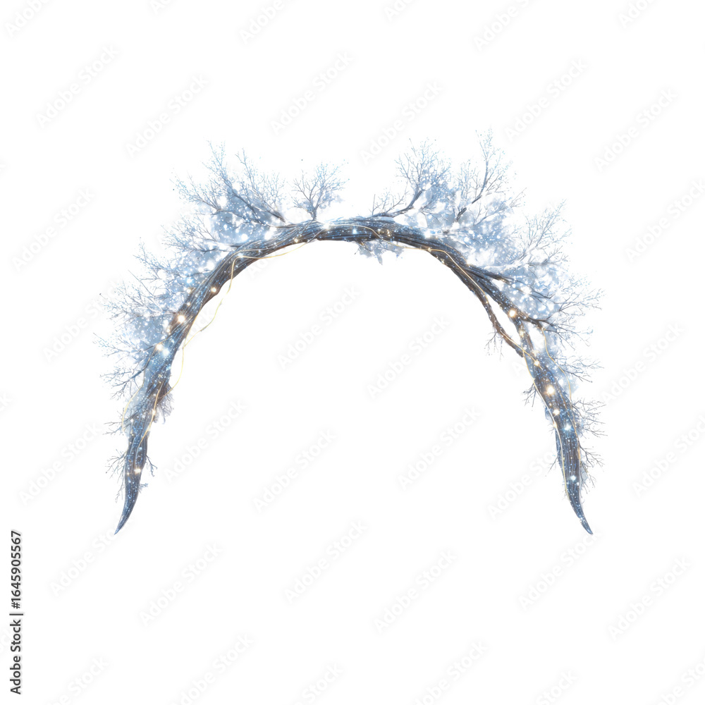 Fototapeta premium Enchanting Winter Archway with Fairy Lights and Frosty Branches