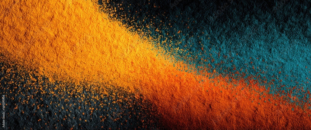 Fototapeta premium Abstract texture of orange and teal particles