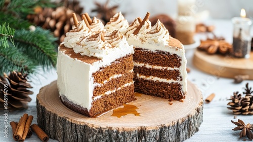 Wallpaper Mural Festive Gingerbread Cake with Cream Frosting and Cinnamon Sticks Torontodigital.ca