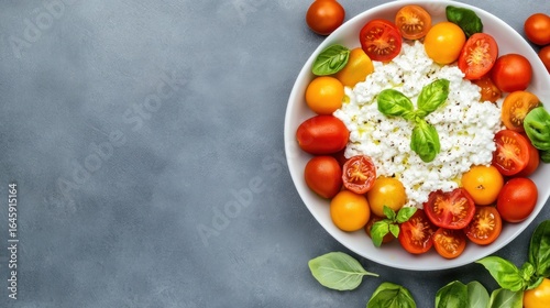 Cottage Cheese with Cherry Tomatoes and Basil