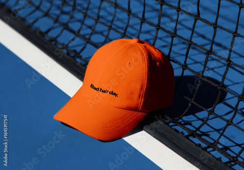 Baseball Cap on Tennis Court Mockup