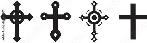 Collection of cross designs christian religion symbol vector illustration graphic design art drawing set