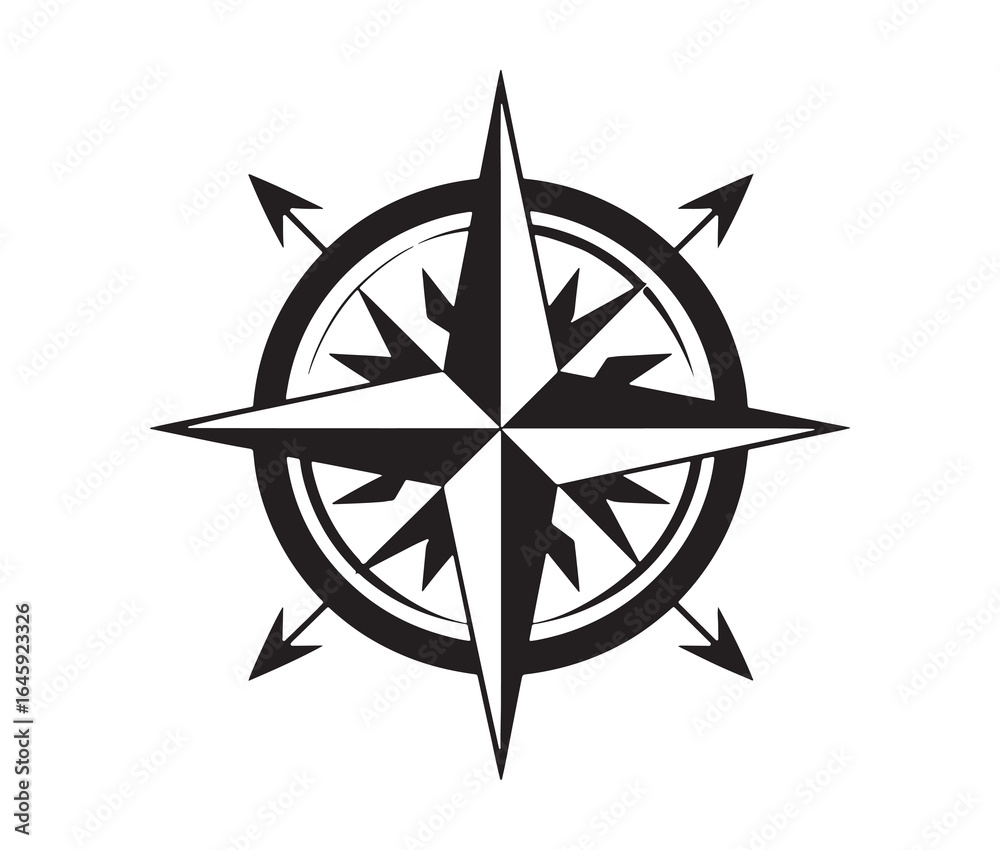 Fototapeta premium Compass silhouette icon.