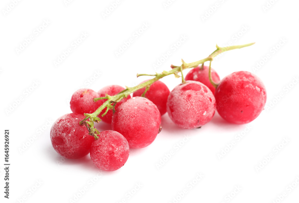 Obraz premium Red frozen currant berries isolated on white