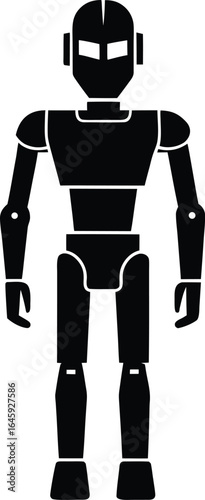humanoid robot silhouette vector art illustration