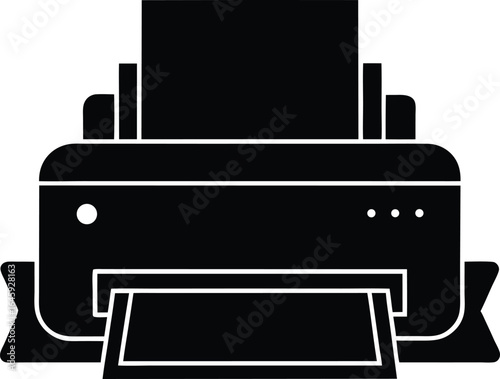 black printer icon, printing paper, simple design clip art preview