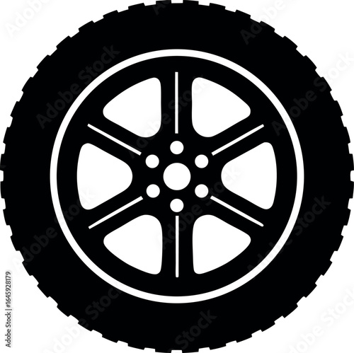 Car wheel and tire isolated on white background