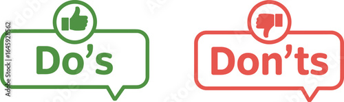 Green Do's with Thumbs Up and Red Don'ts with Thumbs Down Icons do's and don'ts approval