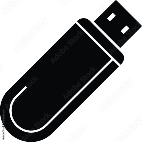 Pen drive USB drive silhouette vector art Illustration