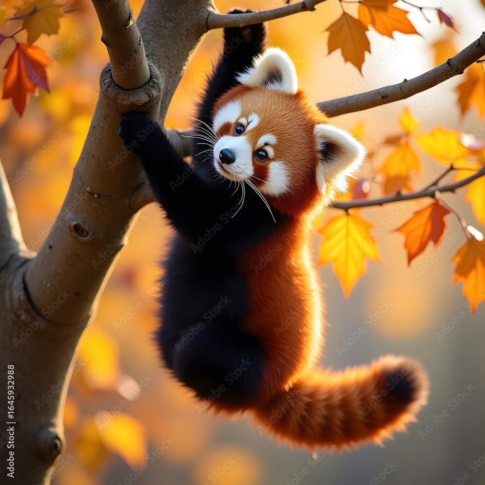 Obraz premium red panda in tree