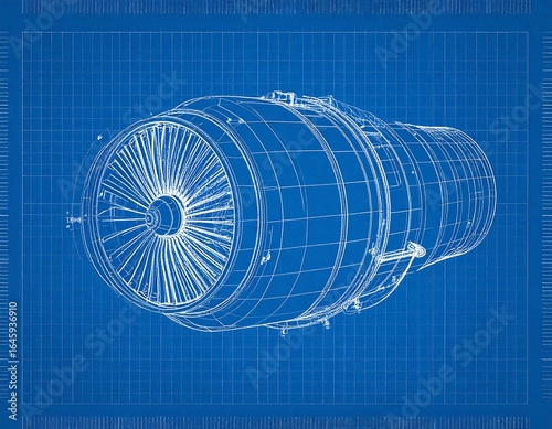 Blueprint of an airplane jet engine (1)