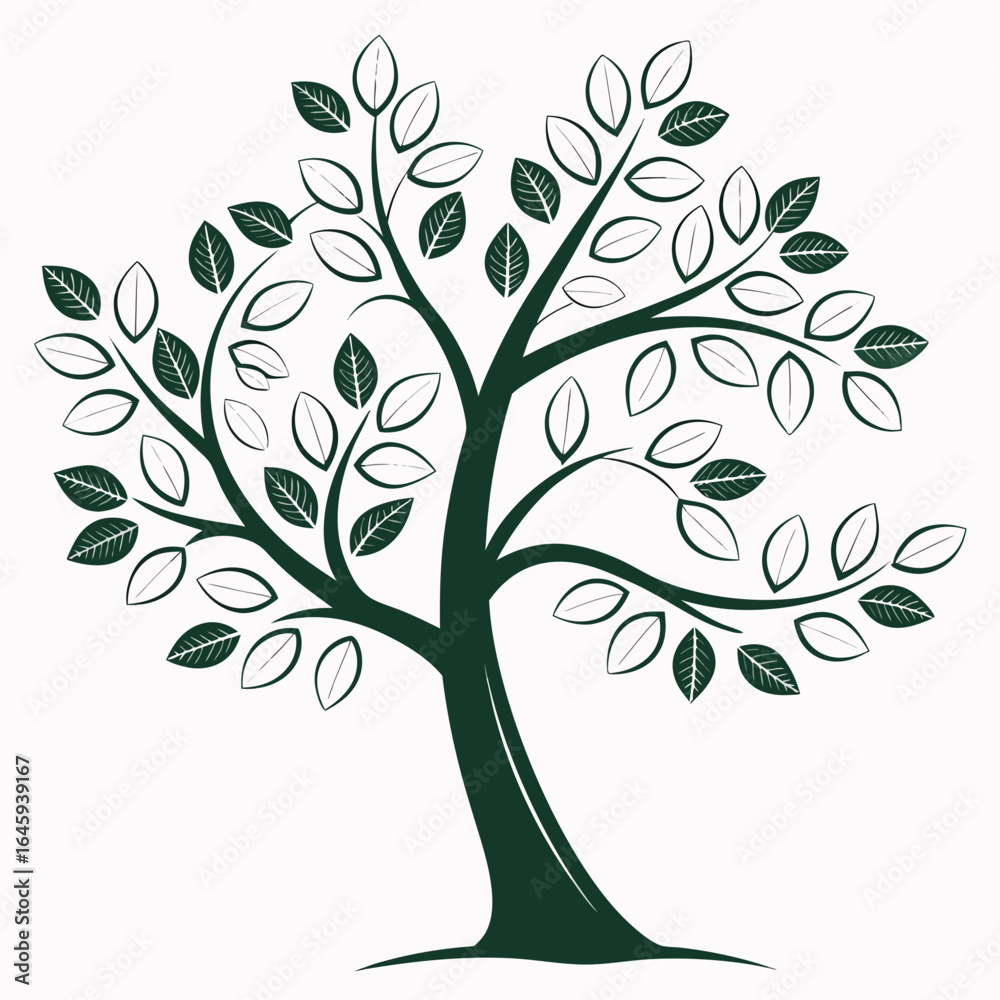 Obraz premium vector tree with floral ornament