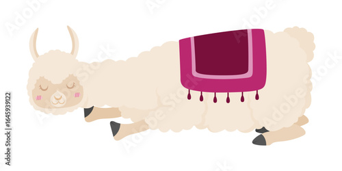 Cute cartoon llama. Vector illustration isolated on white background. Llama cartoon design, Animal cute zoo life nature character childhood and adorable theme Vector illustration