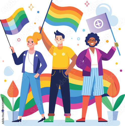 Rainbow Flag Celebration – National Coming Out Day Illustration