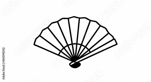 Elegant black and white outline of an open hand fan for designs offering a symbol of tradition and grace its simple form enhances versatility and