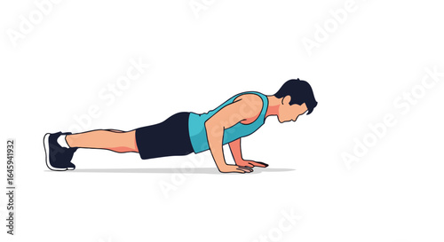Man Performing Push-Up Exercise for Strength Training and Fitness Routine at Home or Gym workout to build muscles and stamina