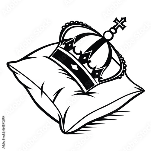 Crown resting on pillow silhouette