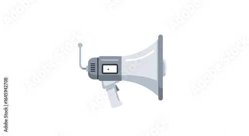 Stylized vector illustration showcasing a handheld megaphone, conveying communication, announcements, or persuasive expression, designed for various