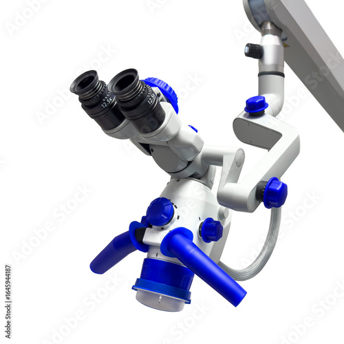 Medical dentist microscope, dental treatment with magnification. Microscope in dental clinic, isolated on transparent  background